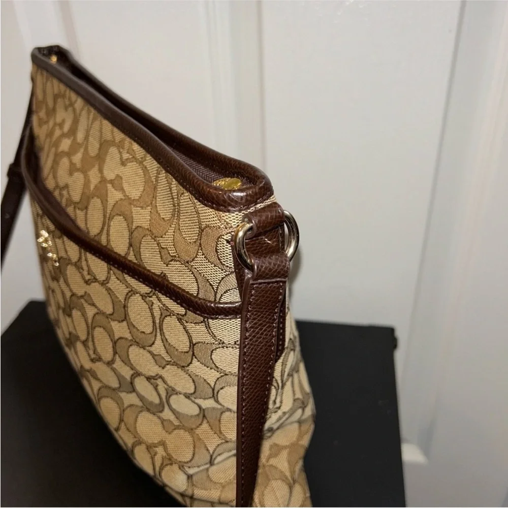 Coach Tan and BrownSignature Messenger bag